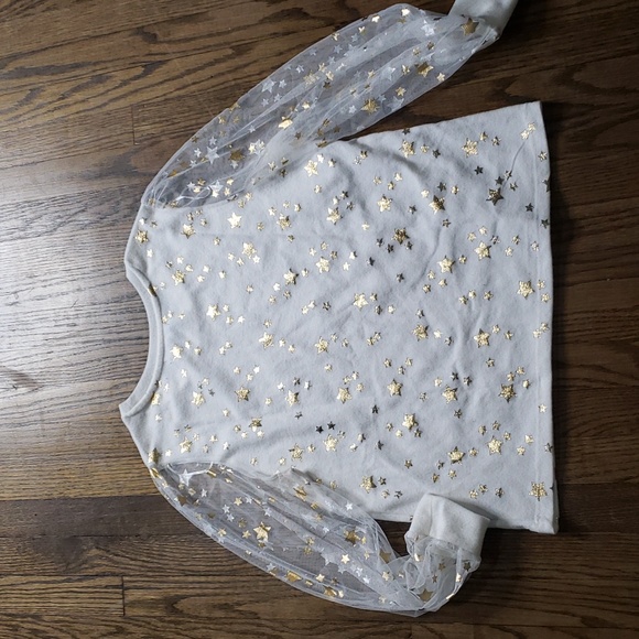 Gold Stars Sheer Sleeves Sweater - Picture 9 of 10